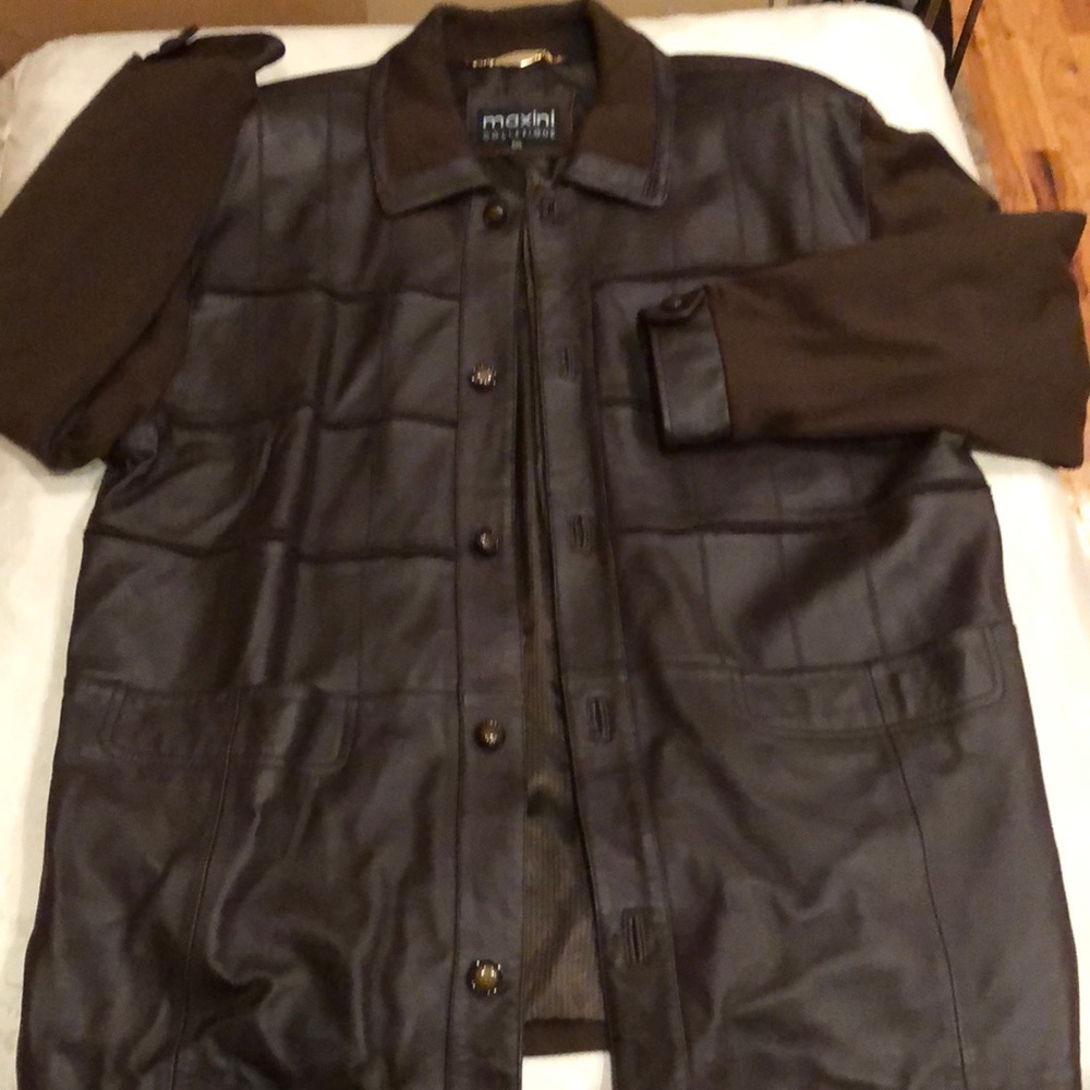 Men’s brown leather front sweater